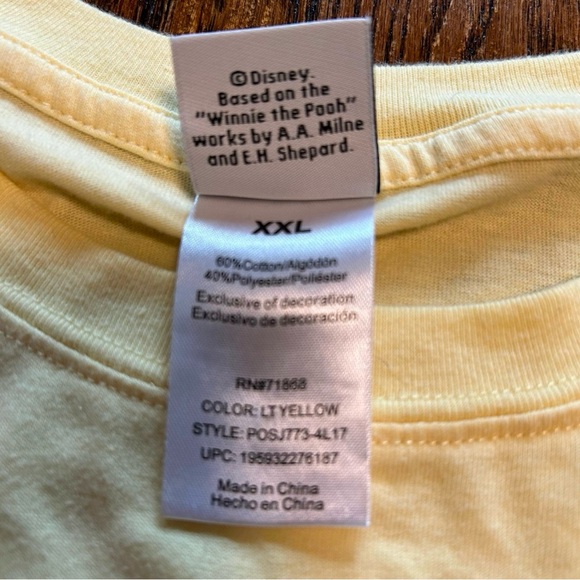 Disney Winnie The Pooh T-Shirt XXL Pastel Yellow Flowers Honeypot Softcore - Picture 4 of 4